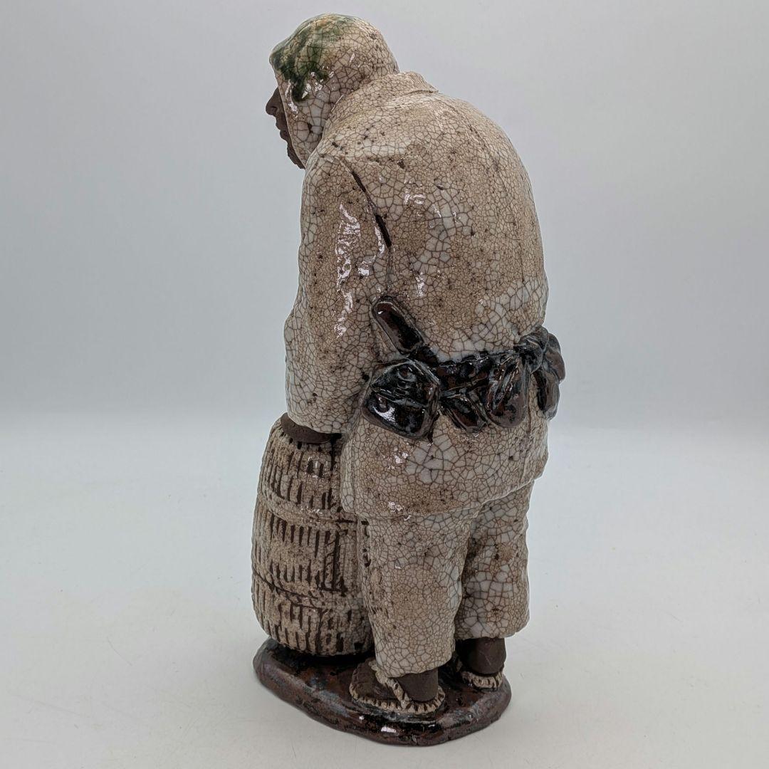 満寿窯 増田重幸 瀬戸焼 陶像「豊作」 共箱合布 農民 百姓 置物 縁起物 在銘