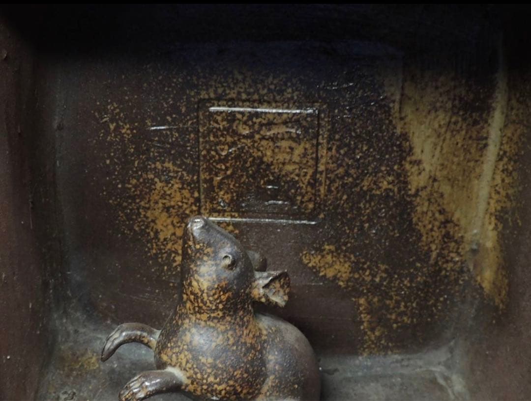 備前焼　ネズミ福　置物　陶芸　茶道具