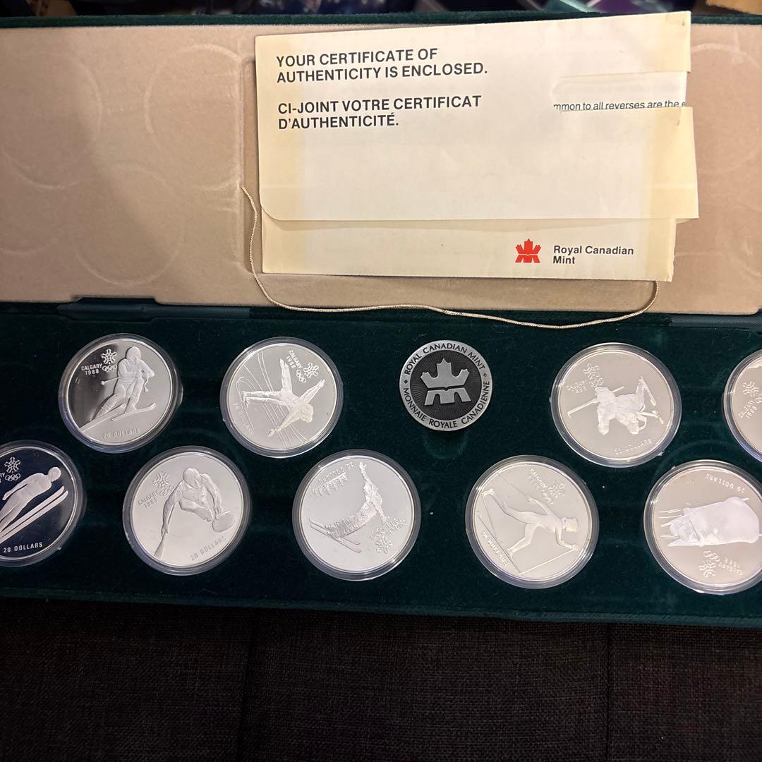 【激レア】カルガリー冬季五輪 20ドル銀貨 10枚セット 証書・大型ケース