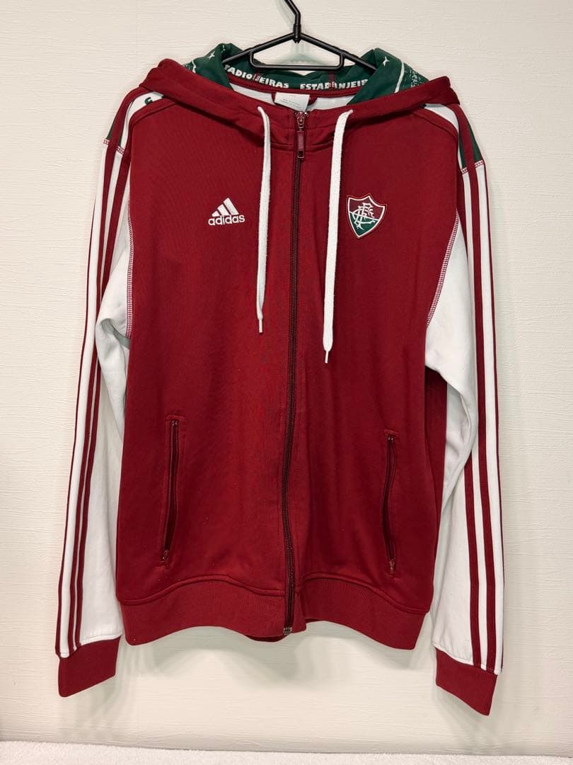 adidas フルジップパーカー 赤白 フルミネンセFC サイズM