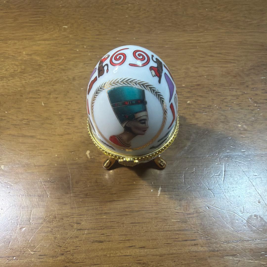 レア　エジプト風陶器製卵型オブジェ　海外製　　ヴィンテージ　アンティーク