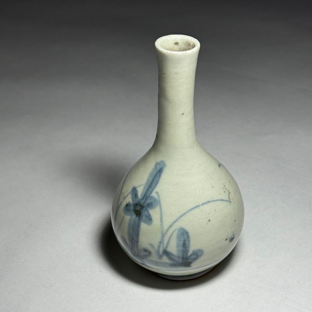 ◆古伊万里 染付草花文 御神酒徳利 一輪挿し 花瓶 江戸時代前期〜中期◆