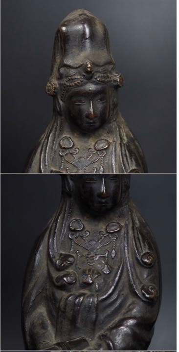 送料無料　江戸時代　古銅製観音像　高さ30ｃｍ