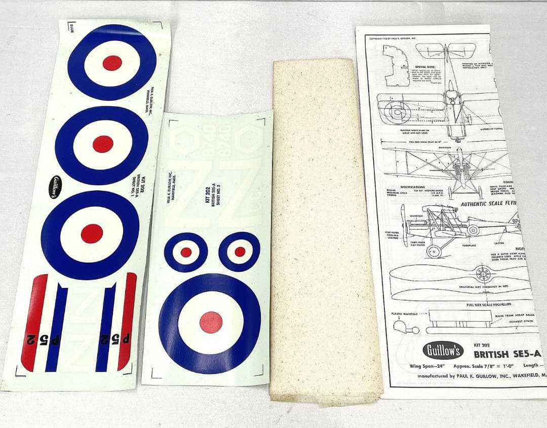 【未組立品】1980年代 Guillow's S.E.5Aフライングモデルキッド