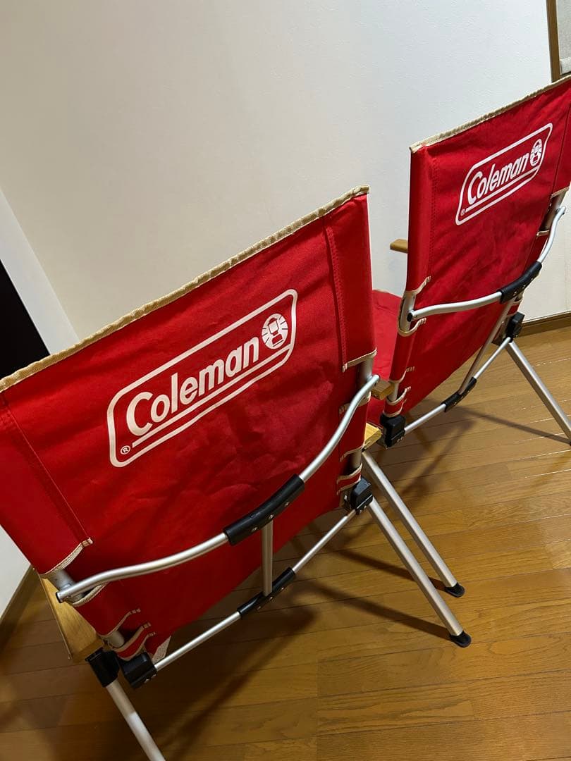2脚セット　コールマン　チェア 赤　レイチェア　ハイバック　3段階