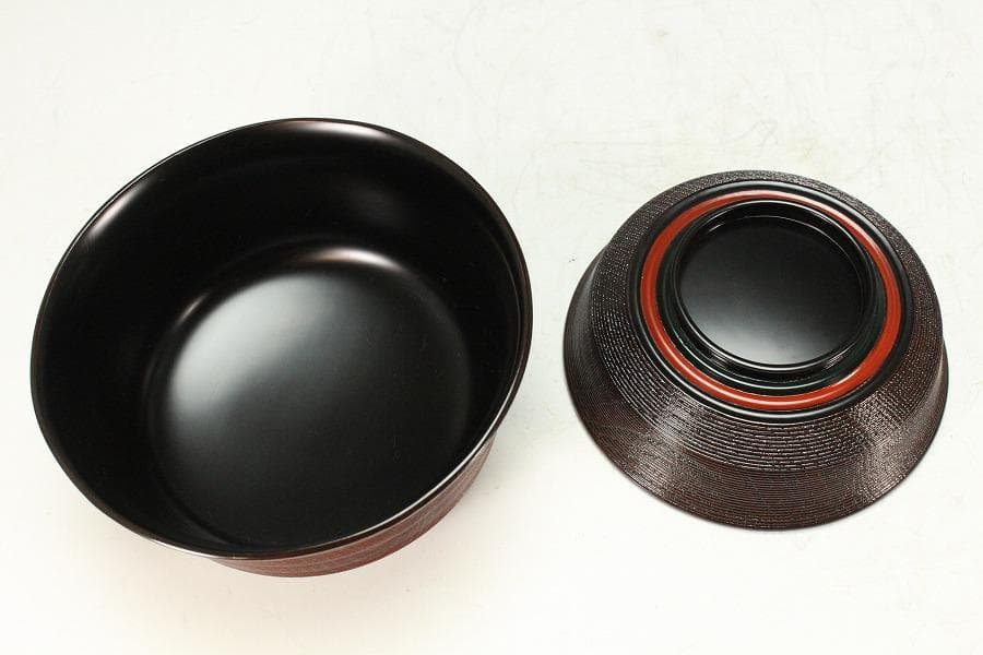 石州好 独楽塗 蕎麦椀 九客 受皿 九客 平安象彦製 共箱(K-A750)