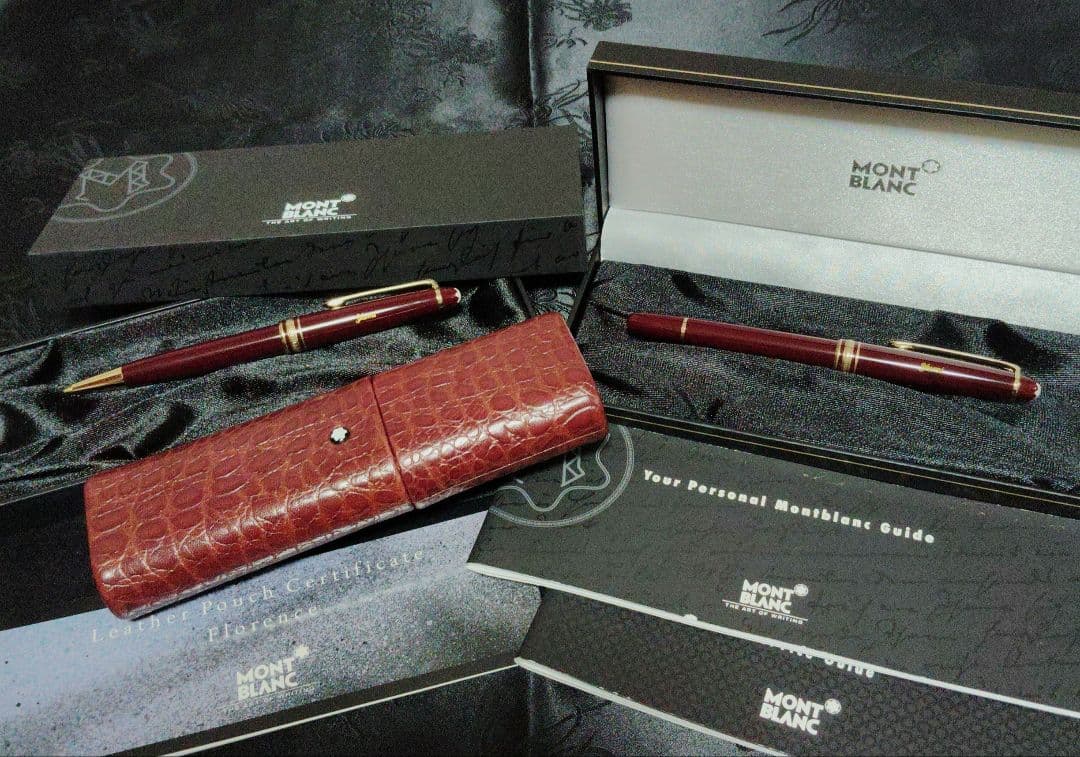 ♥希少モンブラン正規品☆クロコケース☆万年筆☆シャープペンボルドー3点セット名入