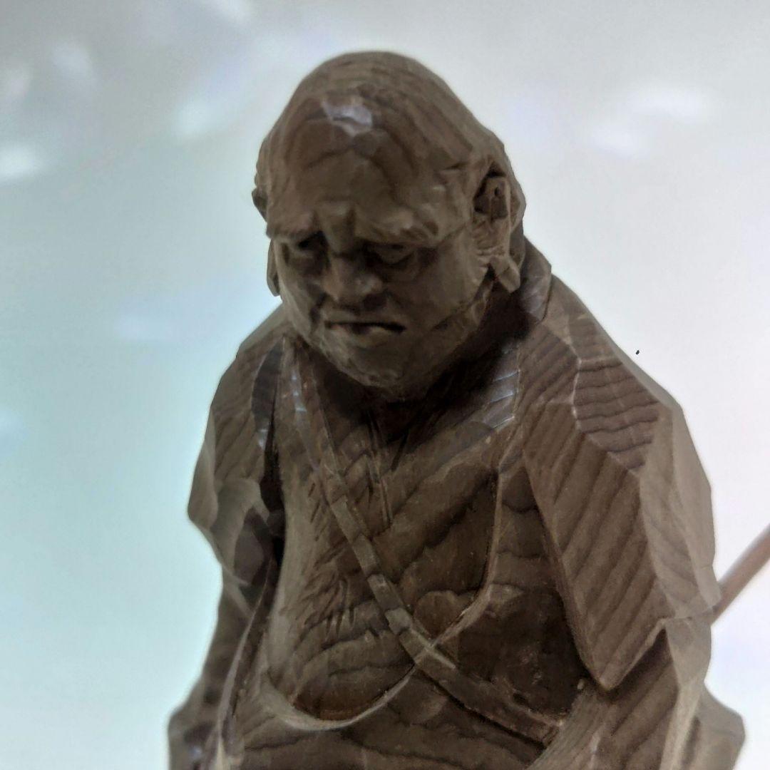 達磨大師　永富一伸　一刀彫　木彫　置物 　ミ10