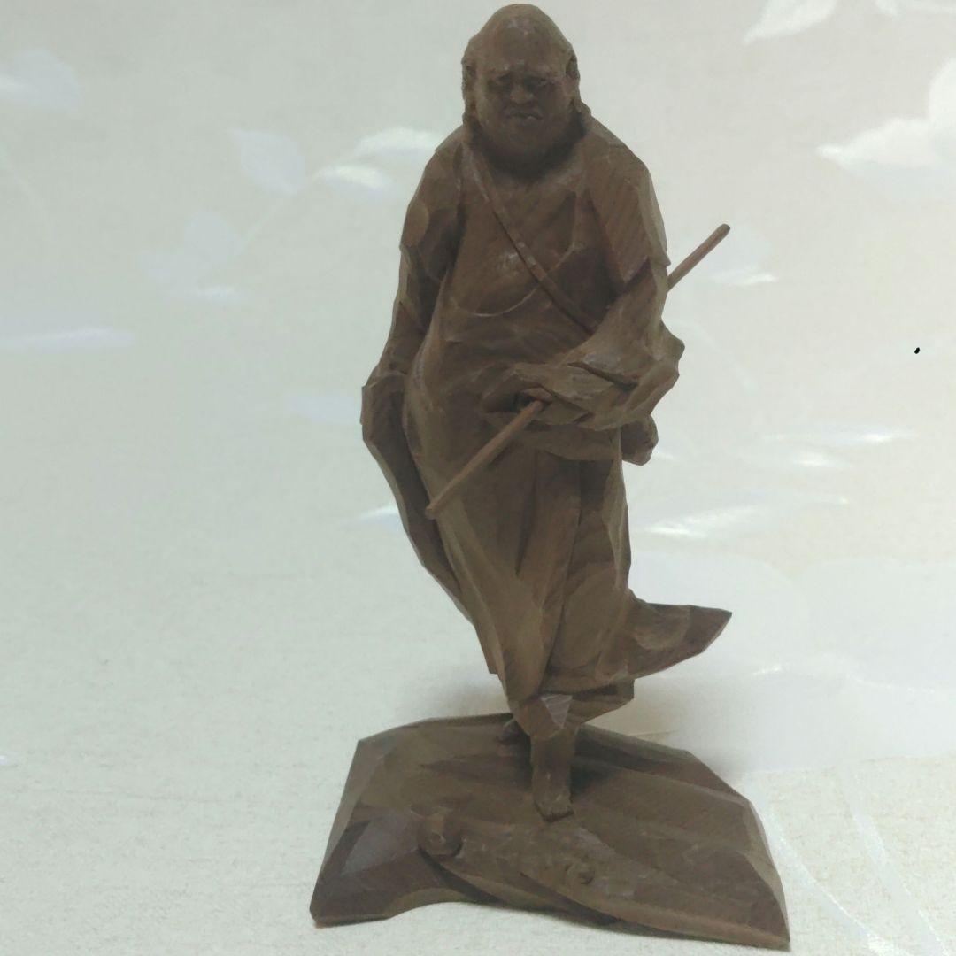 達磨大師　永富一伸　一刀彫　木彫　置物 　ミ10