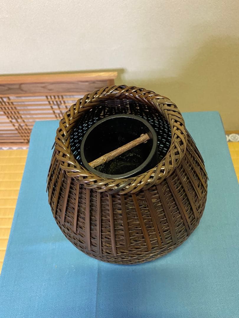 茶道具/花入 桂籠花入れ 篭花入れ 掛置兼用