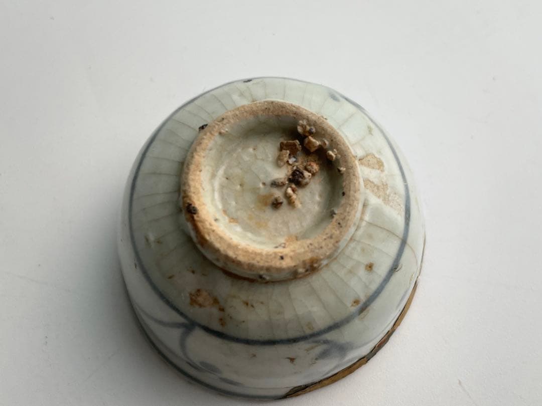 骨董　アンティーク　初期伊万里　染付　薺文　盃　酒器　酒盃　杯　金継ぎ　金繕い