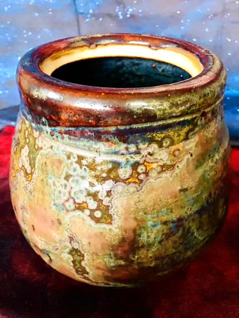 『斑紋点天目壺』『斑紋点天目壺』石垣島港骨董店【宗陵】八重山☆詳細不明？☆骨董店