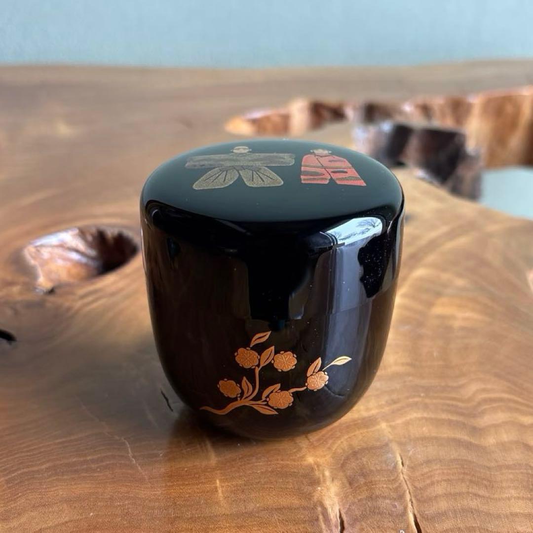 立雛蒔絵 中棗 井筒寛斎造 茶道具 共箱