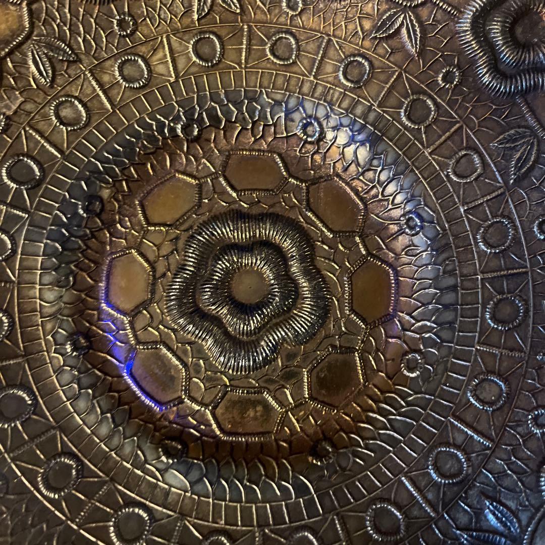 骨董品　飾り皿　材質ガラスと銅？