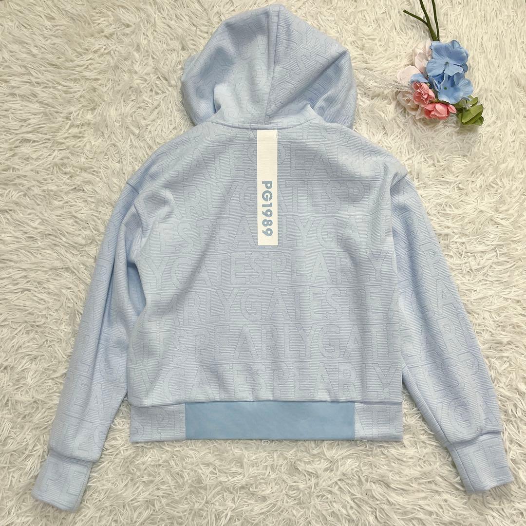 美品♡パーリーゲイツ 2023 パーカー ゼブラメッシュ BIGロゴ柄