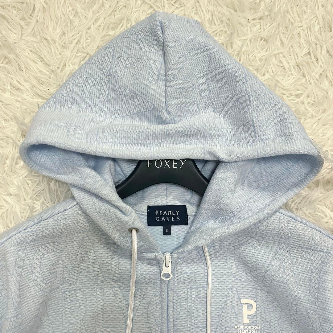 美品♡パーリーゲイツ 2023 パーカー ゼブラメッシュ BIGロゴ柄