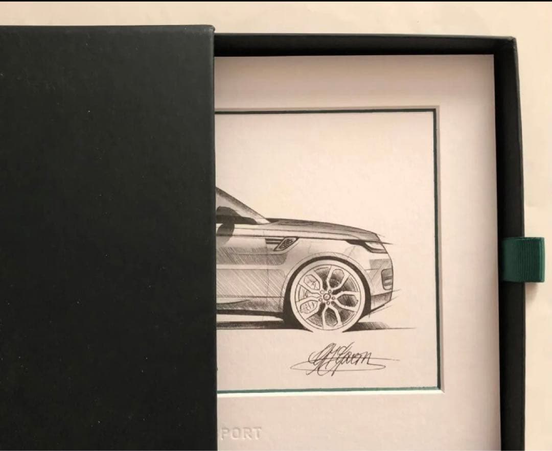 レンジローバー スポーツ アートスケッチ デザイナーサイン 収納ケース付き