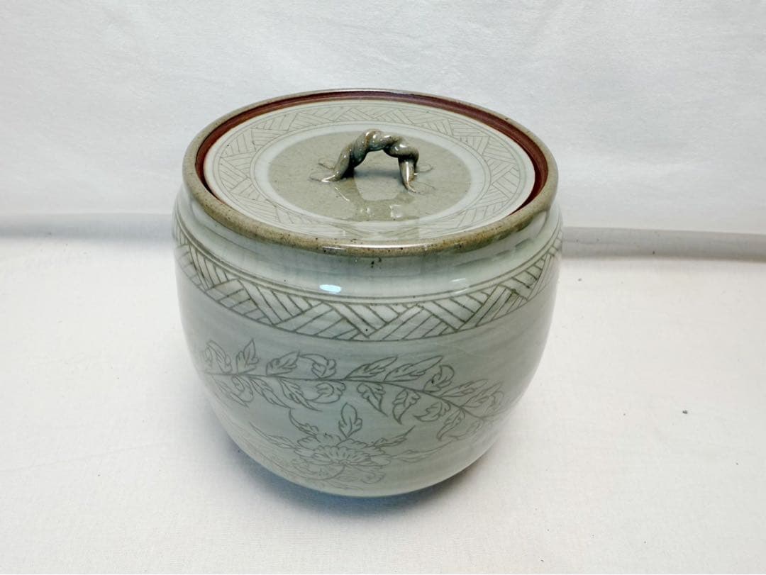 未使用 茶道具 香舟造 牡丹唐草文 皆具 杓立て 建水 蓋置 水指 共箱