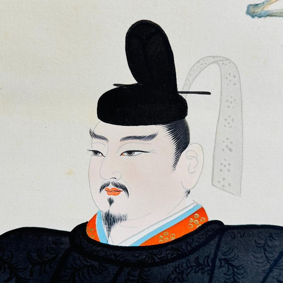 肉筆 菅舟筆 天神様『菅公御尊像』掛軸 座像 共箱 縦193cm横55cm