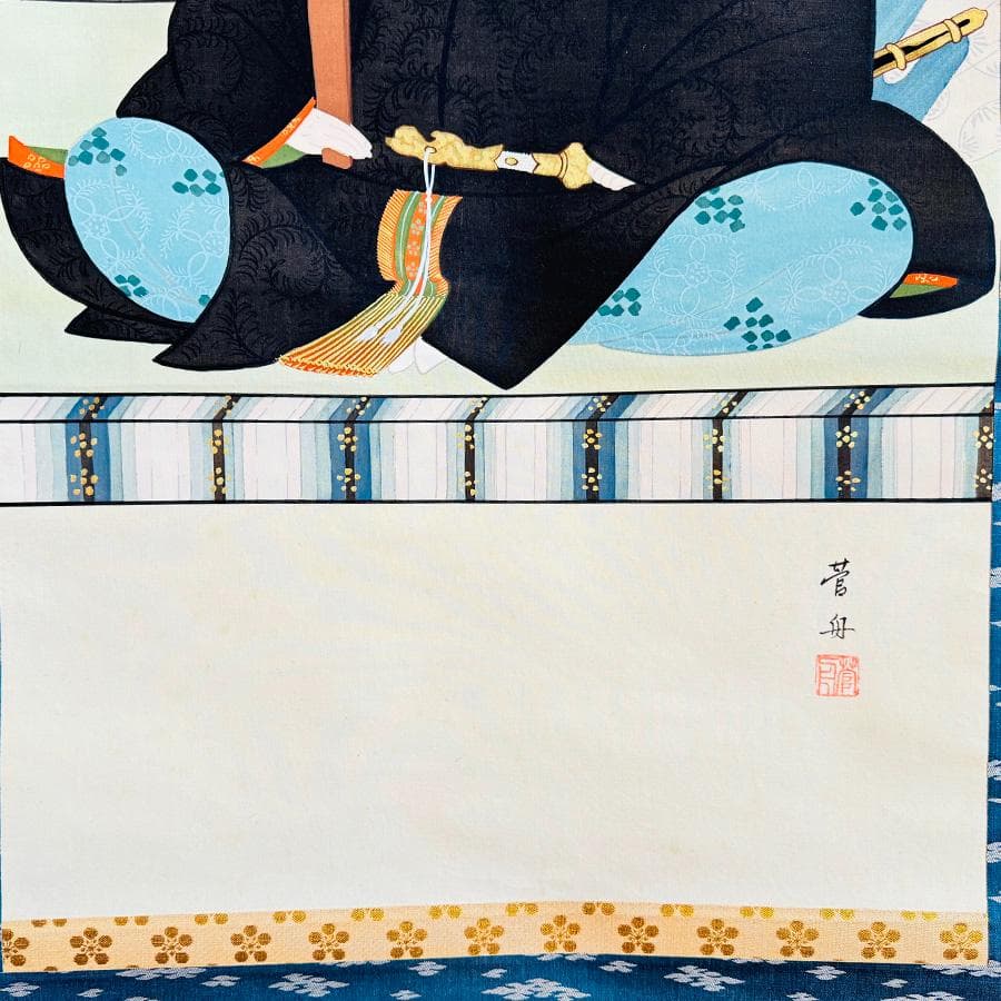 肉筆 菅舟筆 天神様『菅公御尊像』掛軸 座像 共箱 縦193cm横55cm