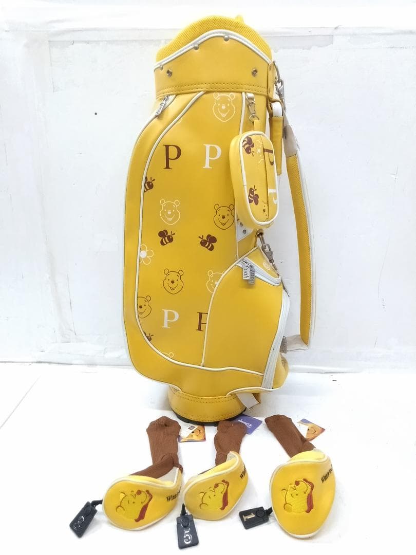 稀少 ディズニー プーさん キャディバッグ 8.5型 ヘッドカバー付★