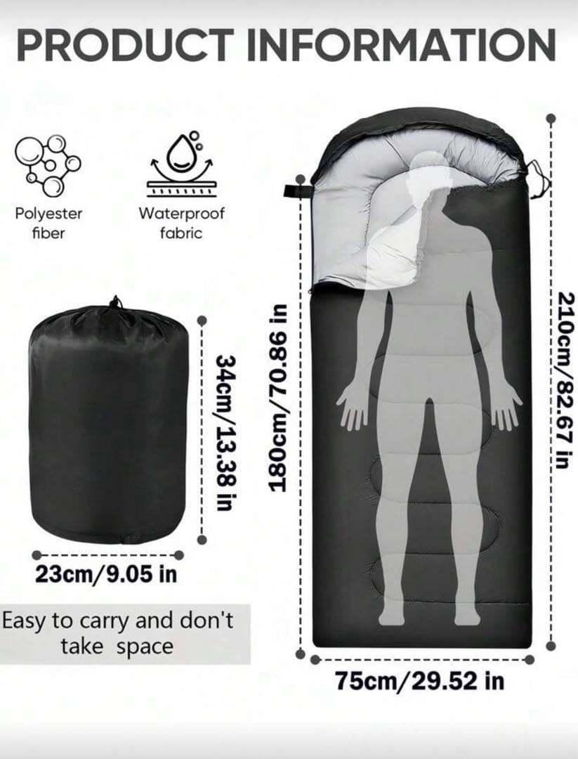 防水寝袋 ブラック-フリーサイズ 210cm