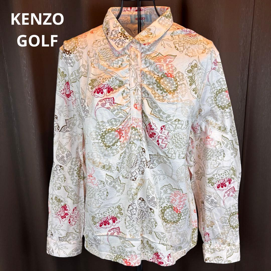 ★KENZO GOLF★LL★薄ピンク柄シャツ★綿100%★素敵な柄でカッコイイ