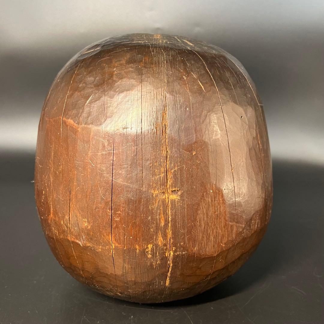 ◎古道具 庵々◎木彫 だるま 木型20cm◎張子型◎江戸時代郷土玩具古民具置物