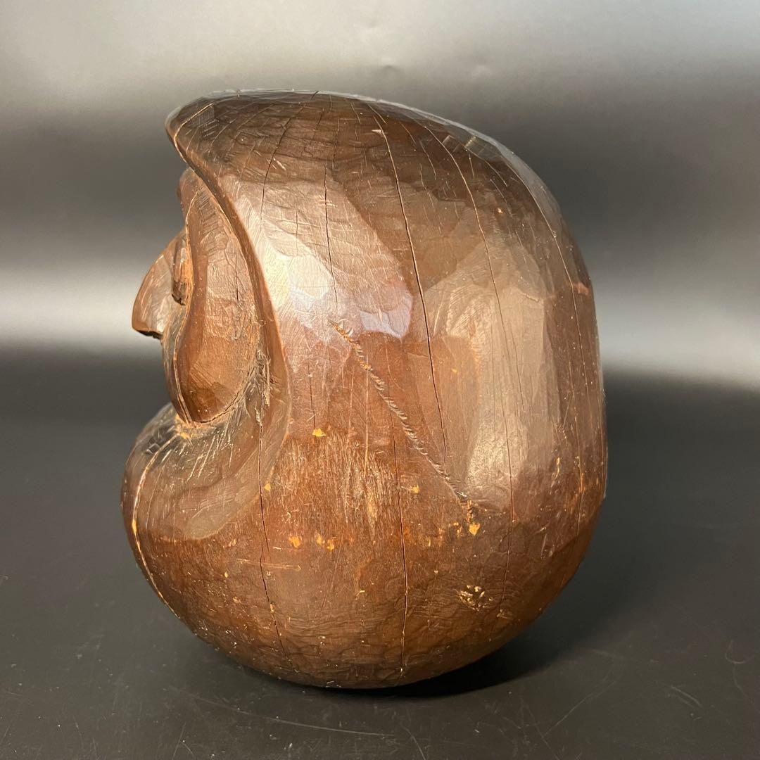 ◎古道具 庵々◎木彫 だるま 木型20cm◎張子型◎江戸時代郷土玩具古民具置物