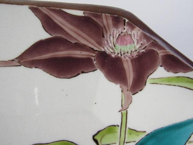 Y5-1012◇九谷焼 健作 鉄仙色絵文 大皿 八角皿 飾皿 巾43ｃｍ◇