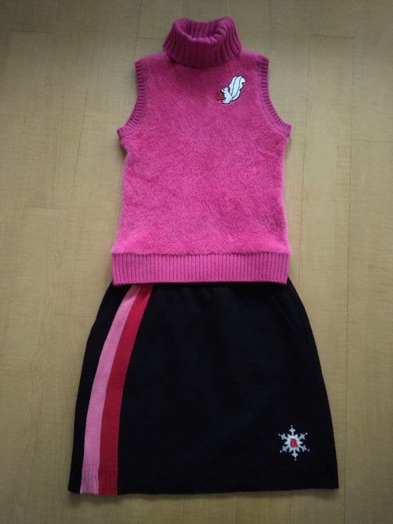 【美品】アルチビオ ピンクニットベスト36 ＆ネイビーニットスカート38 セット