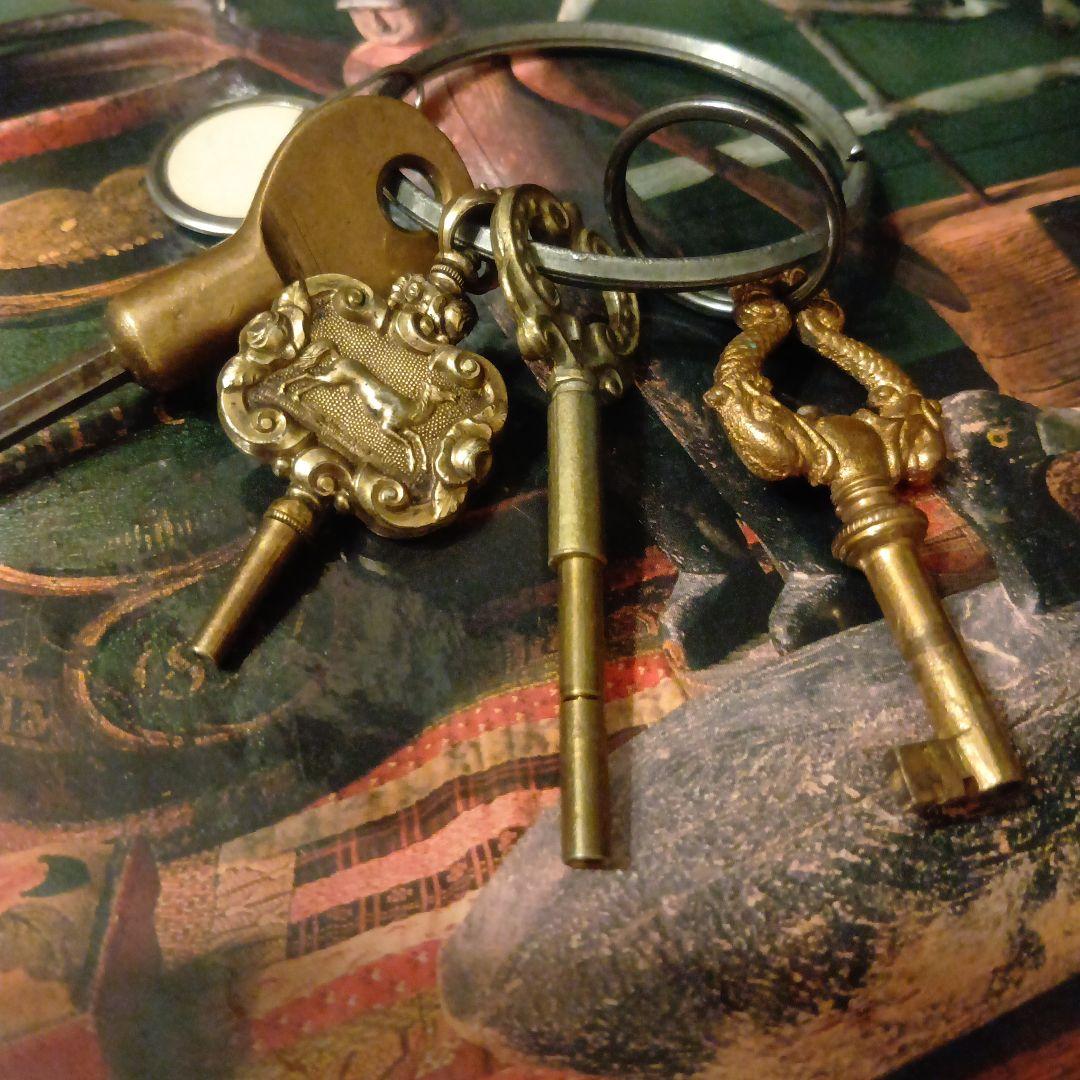 希少アメリカ製アンティーク キー4本セット☆馬ブラス鍵　真鍮