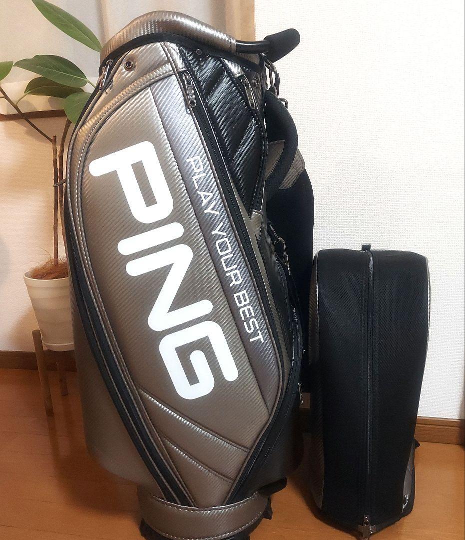 KYP　　　PING キャディバッグ シルバー　ガンメタル 9.5型