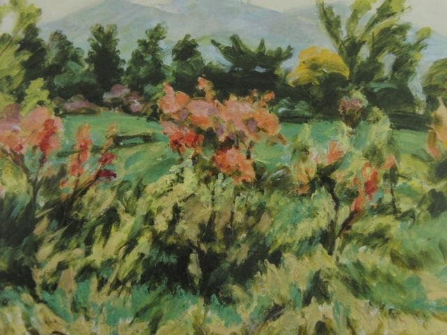 島岡實、【過ぎ去りし日】、希少な額装用画集画、新品高級額 額装付、状態良好