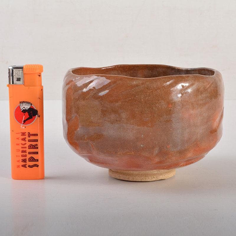 茶道具　小川長楽作　赤楽茶碗　紫野　後藤瑞巌極め箱　V　6858