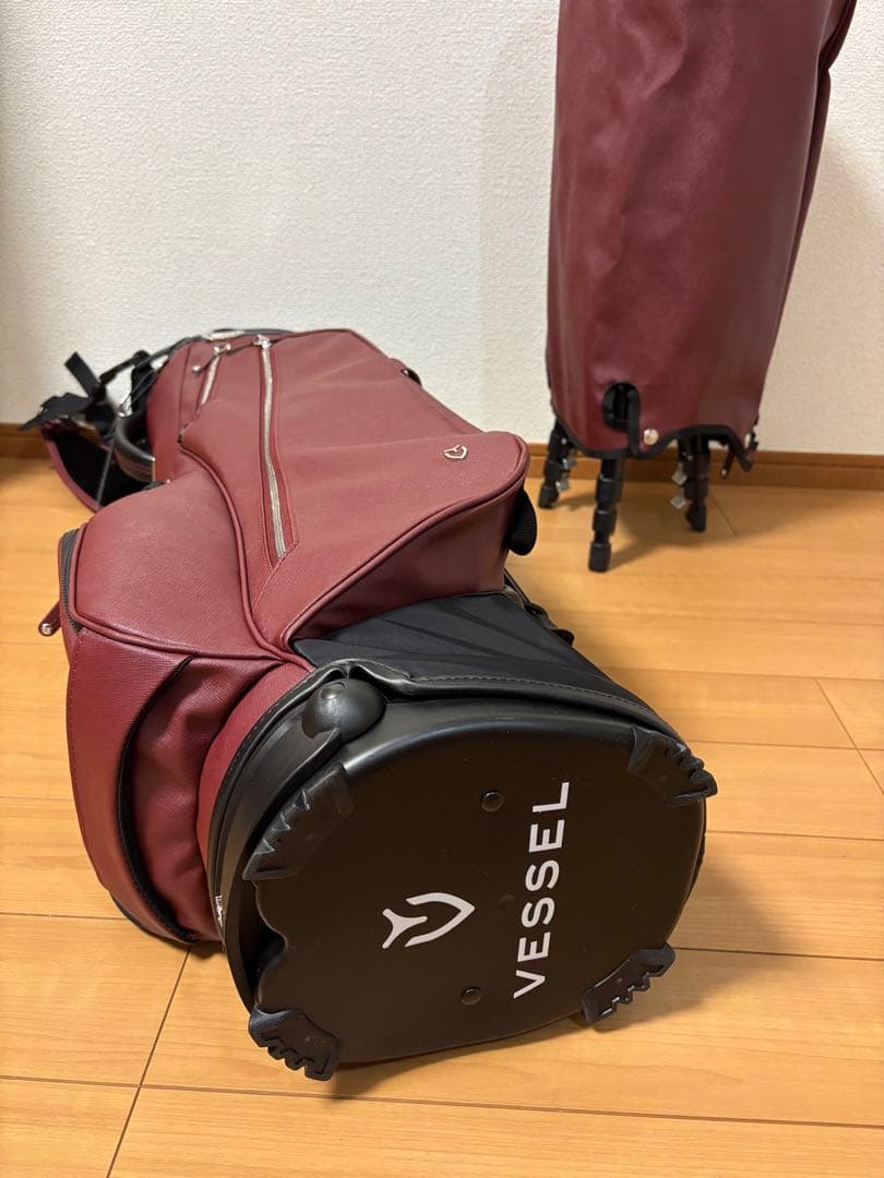 VESSEL キャディバッグ VLS Lux マローン(エビ茶)色　超美品