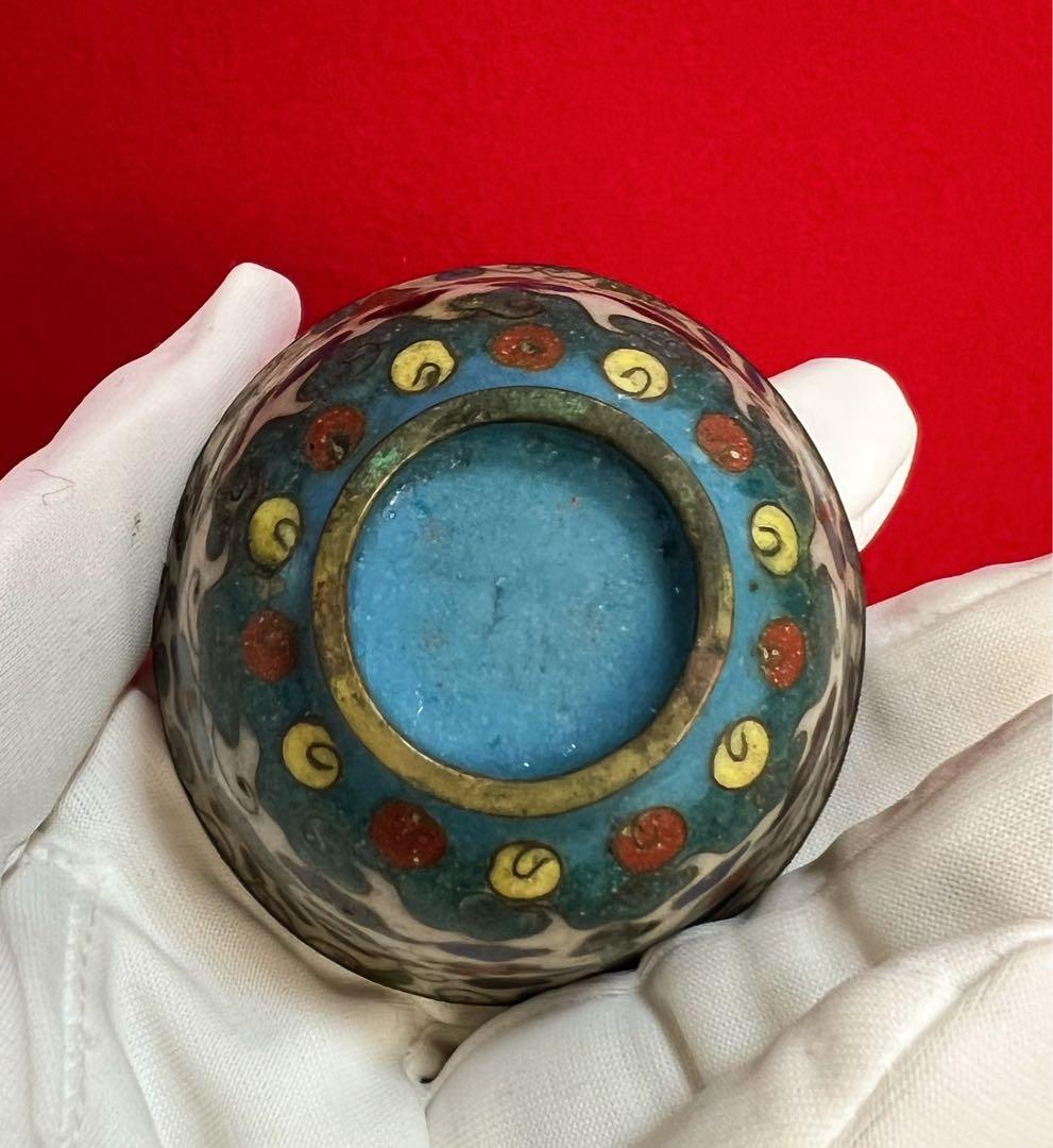 時代物 古賞物 景泰藍 七宝焼 酒盃 日露戰役紀念 内側銀製