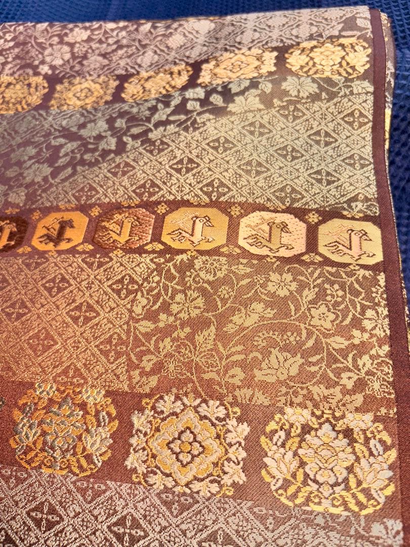 悠久の美　箔屋清兵衛　袋帯 美品 逸品 落款 箔 灰紫 お太鼓柄 正絹