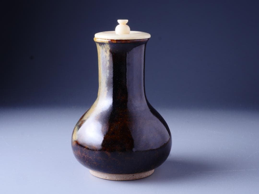 淡海ぜぜ 陽炎園 膳所焼 茶入 龍村織物 七曜太子 仕覆 共箱