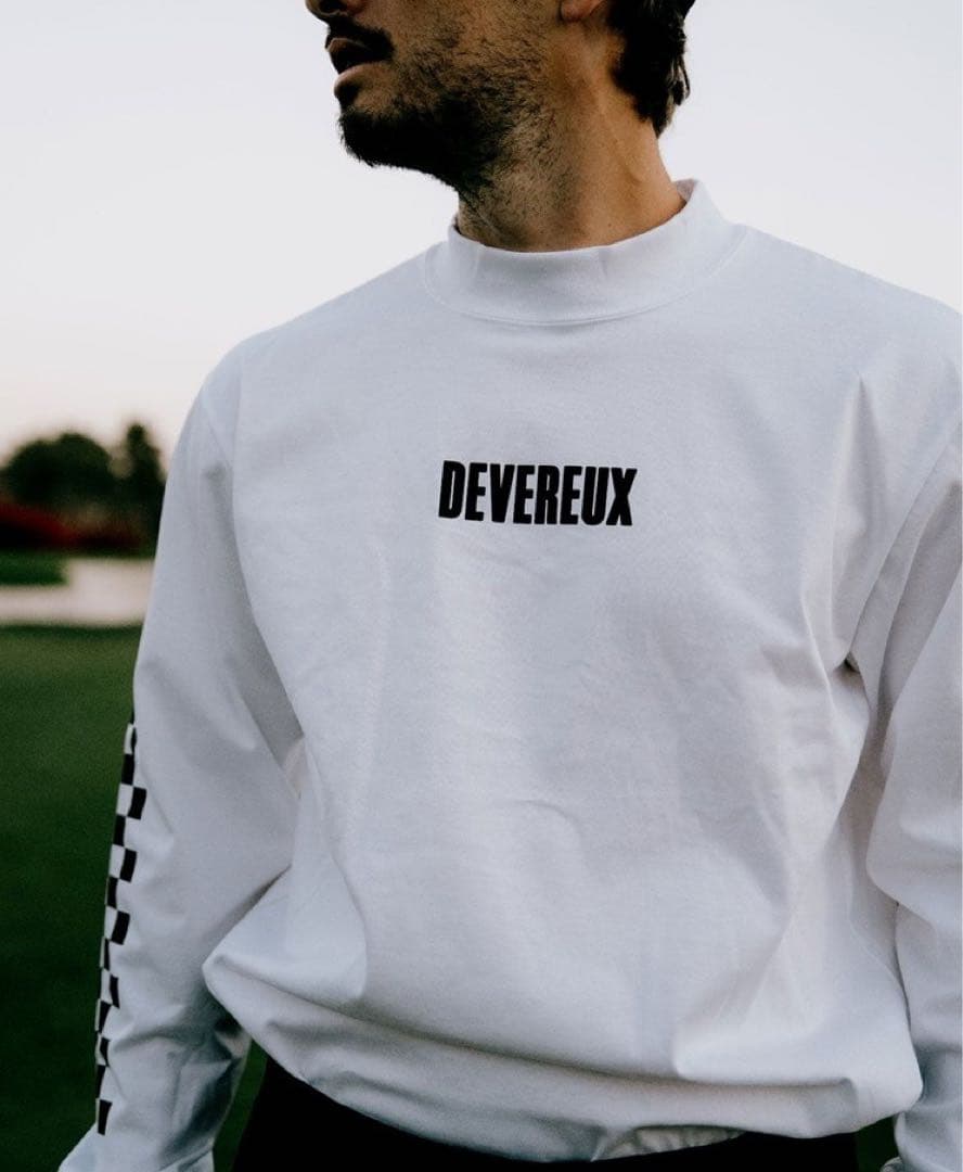 《デヴァローゴルフ》未使用 ロゴアソート チェッカーモックネックシャツ M