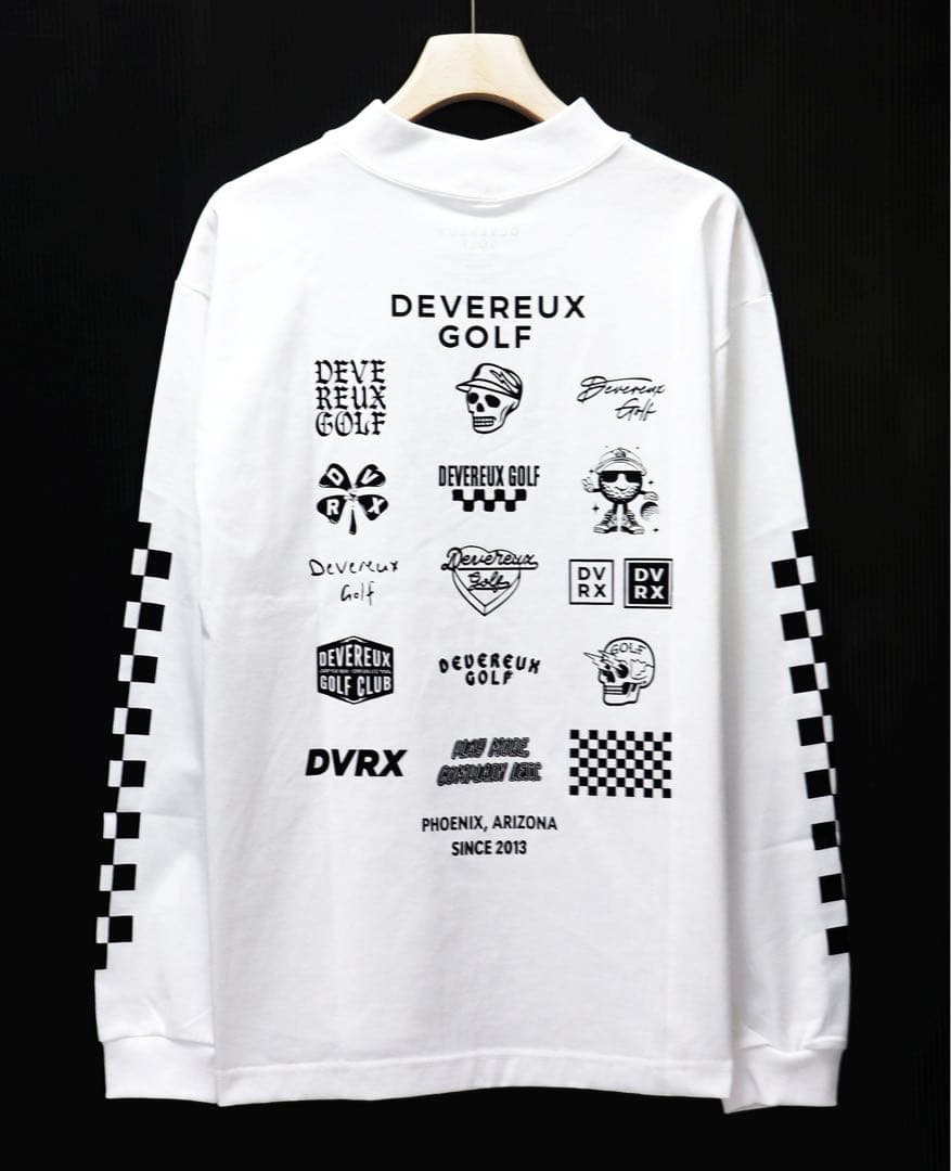《デヴァローゴルフ》未使用 ロゴアソート チェッカーモックネックシャツ M