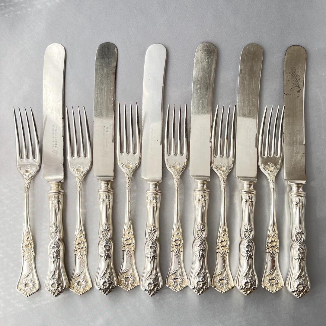 【WM A Rogers】アールヌーボー ディナーナイフ / フォーク 12本