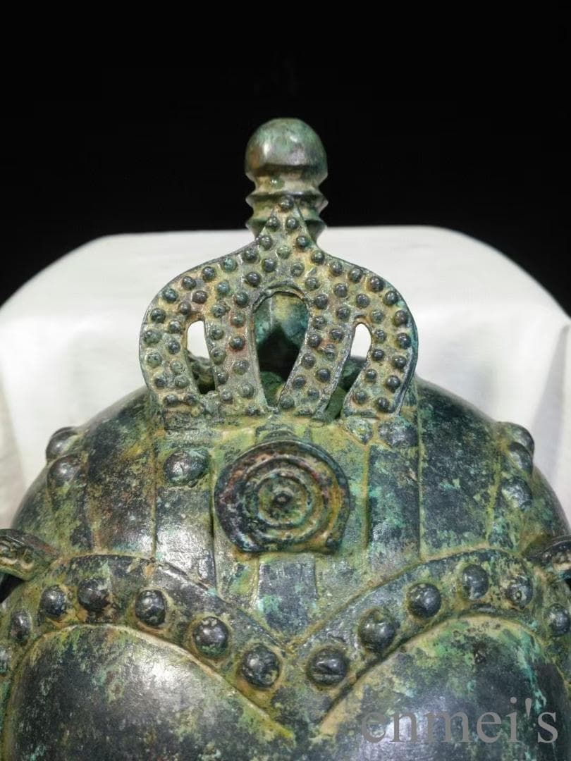 中国古美術 春秋 青銅器 頭兜 冠冑 面具 軍事具 春秋戦国 彫刻 古兵器 骨董