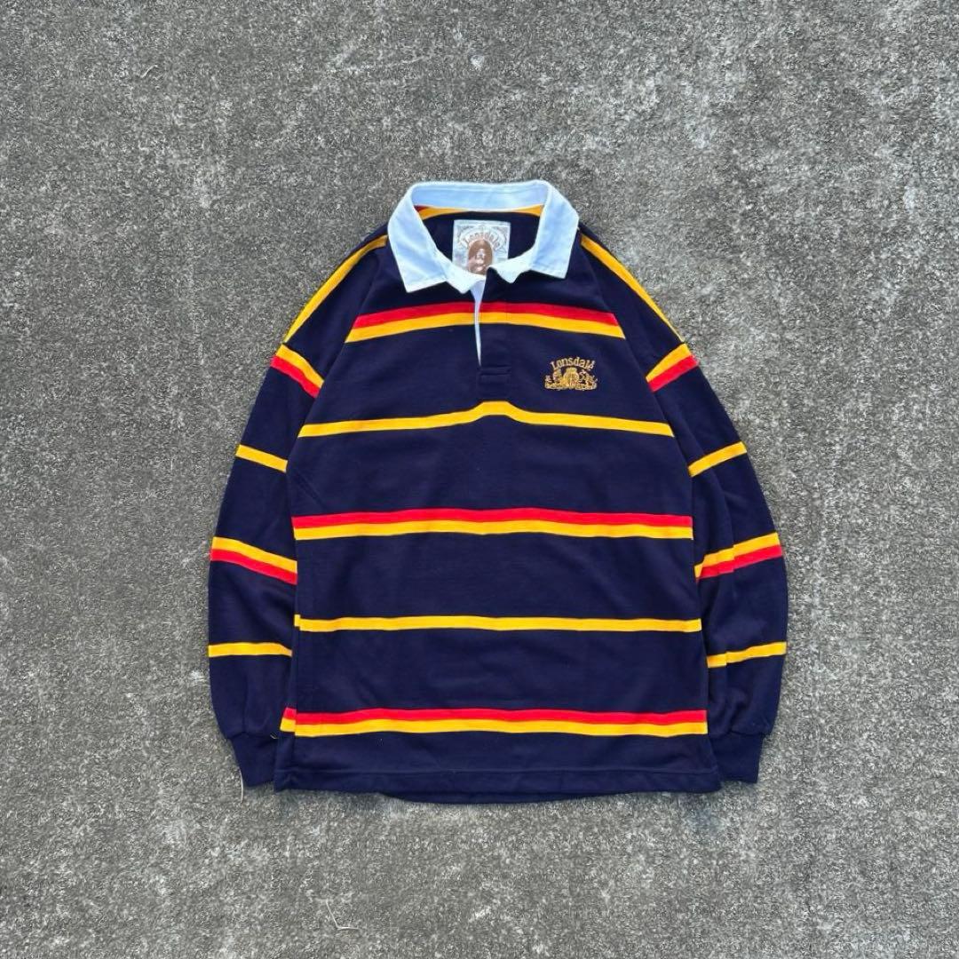 90s lonsdale ラガーシャツ　ボーダー　短丈　メンズ　古着