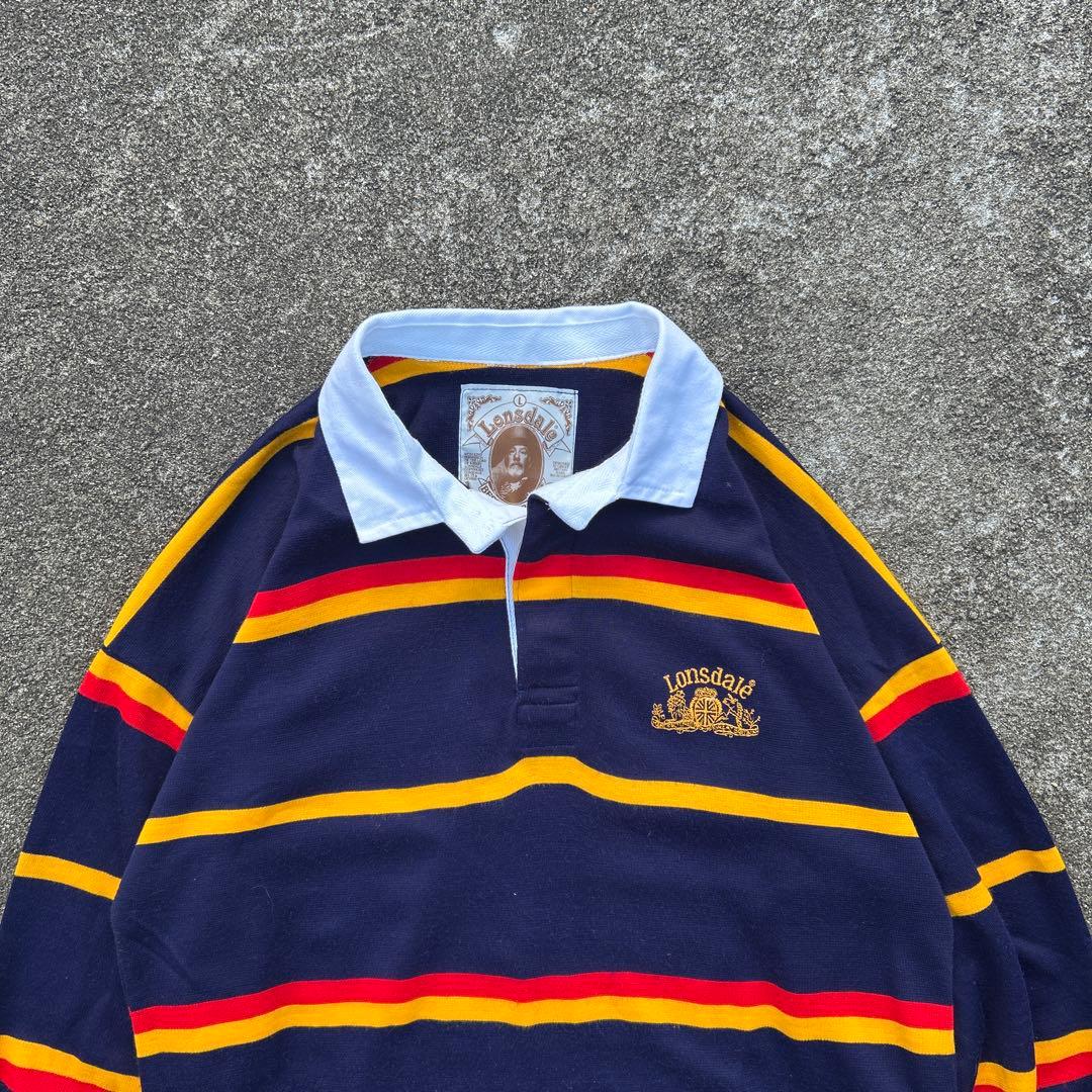 90s lonsdale ラガーシャツ　ボーダー　短丈　メンズ　古着