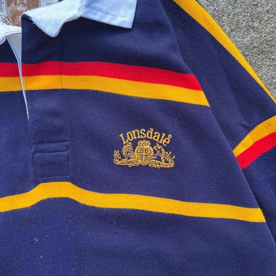 90s lonsdale ラガーシャツ　ボーダー　短丈　メンズ　古着