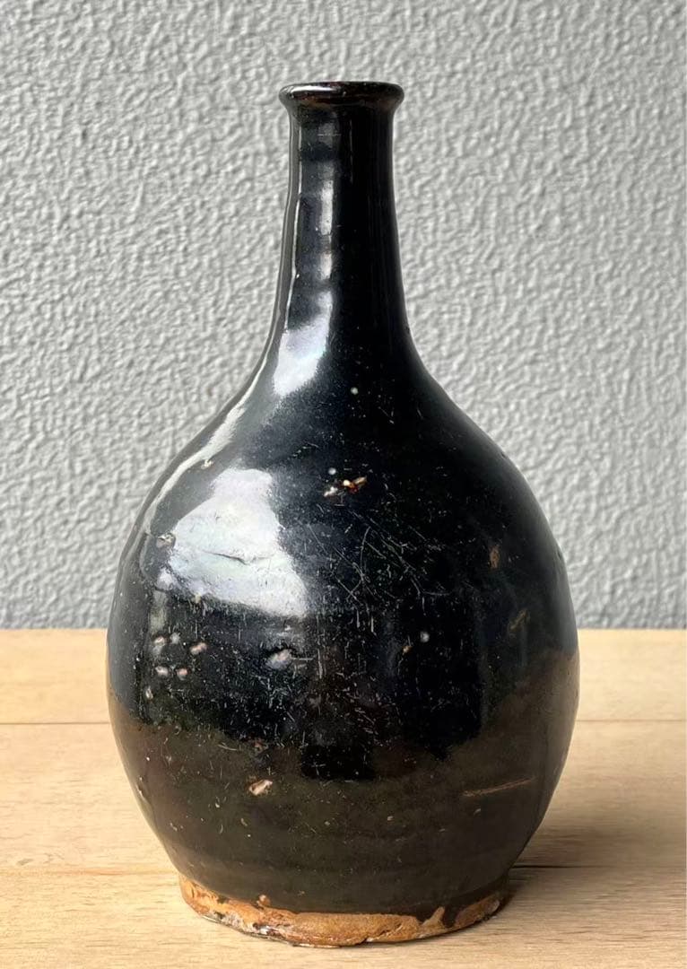 古い壺 骨董品 古美術 時代物 希少品 黑釉薬 中国？李朝？日本？