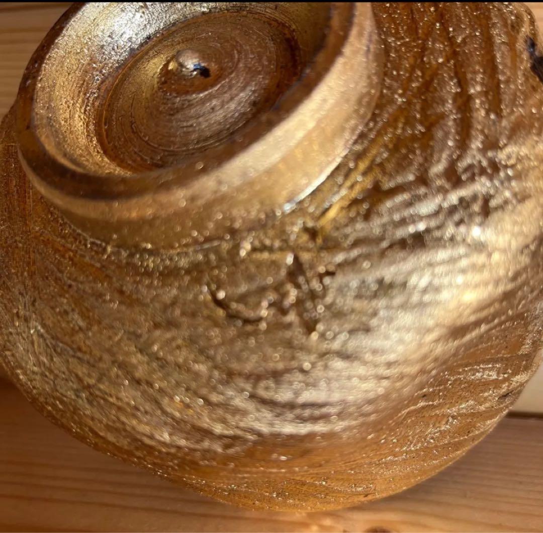 金彩茶碗　陶灼窯　梶原　修　造　金彩捻　茶碗