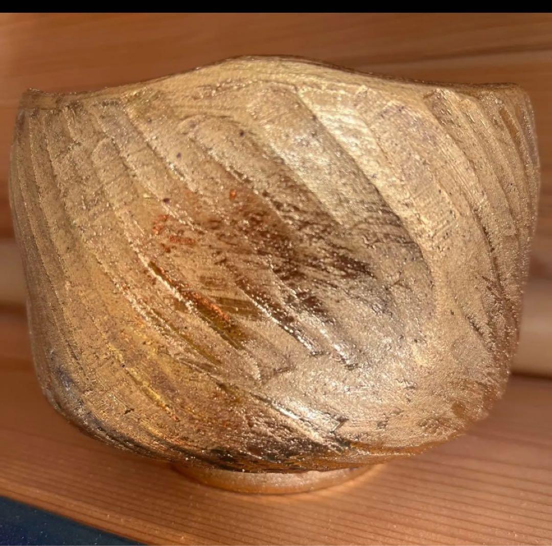 金彩茶碗　陶灼窯　梶原　修　造　金彩捻　茶碗