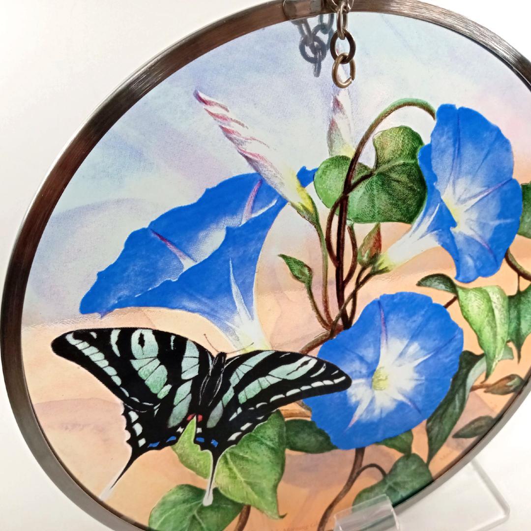 新品 夏・ゼブラアゲハ蝶と朝顔 カナダ・ステンドグラス社　ちょうちょ　あさがお